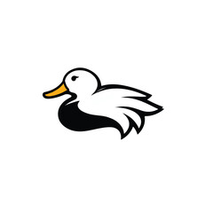 Duck logo design. Duck head logo on white background. Vector illustration. 