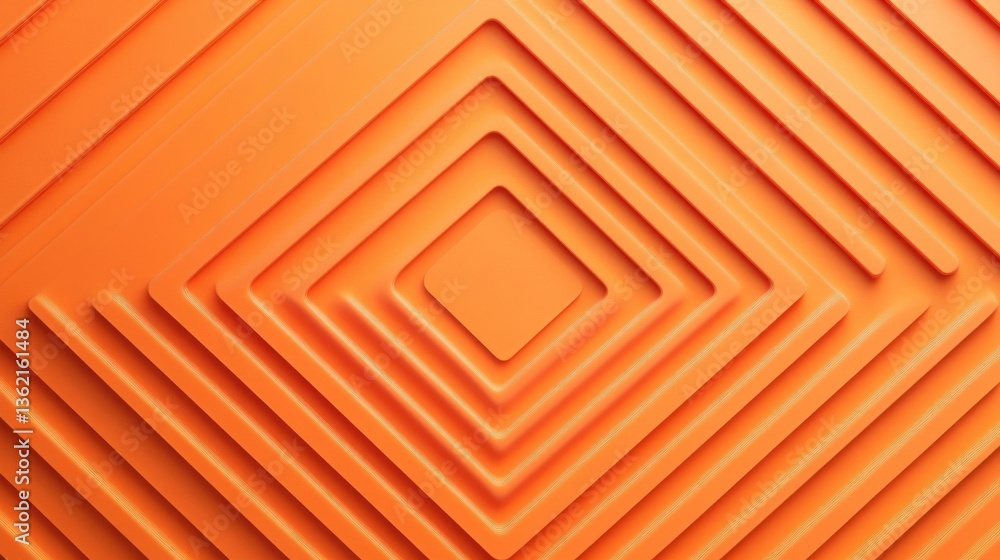 Poster square 1:1 orange minimalist background with dynamic zigzag patterns arranged in an energetic, moder