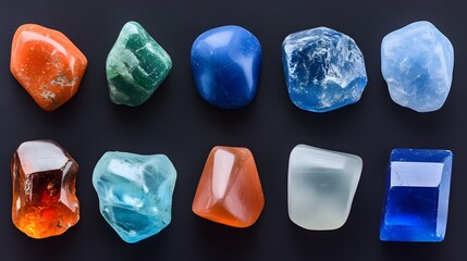 Obraz premium Vibrant Gemstones Collection- Polished Tumbled Stones