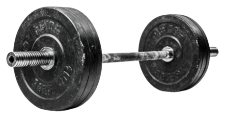 Lifting weights at the gym barbell training fitness environment isolated on transparent background