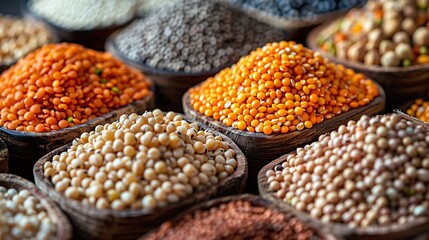 Various groats legumes grains