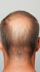 Fototapeta premium Rear View of a Man's Head with Thinning Brown Hair