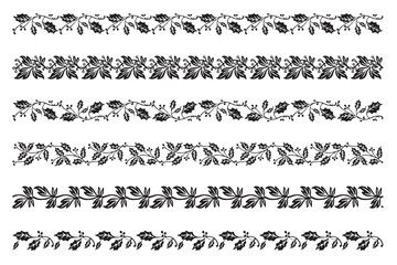 Set of leaf decorative seamless ornamental border - Vector modular