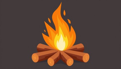 Cozy campfire with vibrant flames surrounded by logs, warmth and comfort