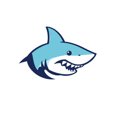 Shark logo on white background. Vector esport shark logo. 