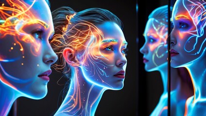 Intricate holographic displays reflecting adult adhd challenges