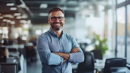Obraz premium Confident business professional in office setting