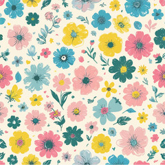 Vintage pink and orange floral seamless pattern vector design