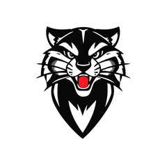 Bobcat logo on white background. Bobcat head. Vector illustration. 