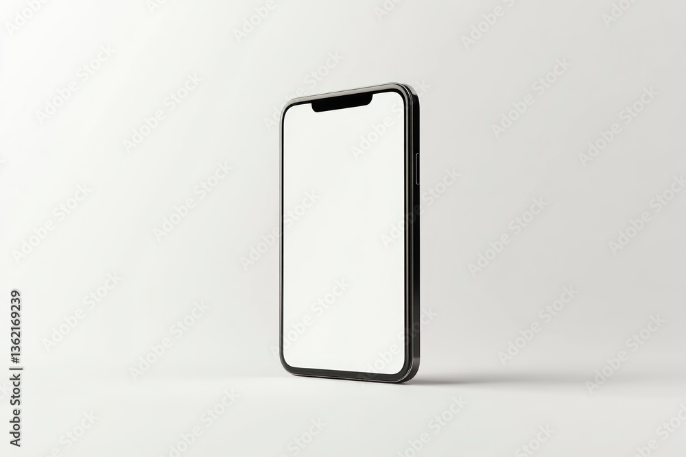 Poster isolated smartphone device with blank screen on a white background studio