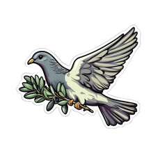 Obraz premium Dove of Peace with Olive Branch Vector Illustration