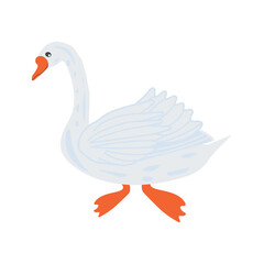 Stylized illustration of a white swan in cartoon style. Vector illustration