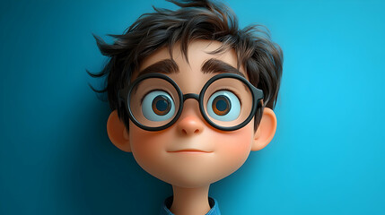 Cartoon boy with glasses