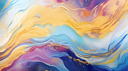 Colorful glitter rainbow fluid brush strokes painting