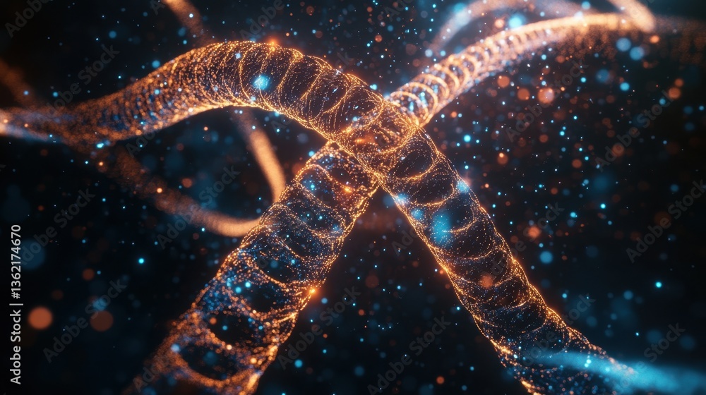 Poster a futuristic rendering of genetic modification with a holographic double-helix structure.