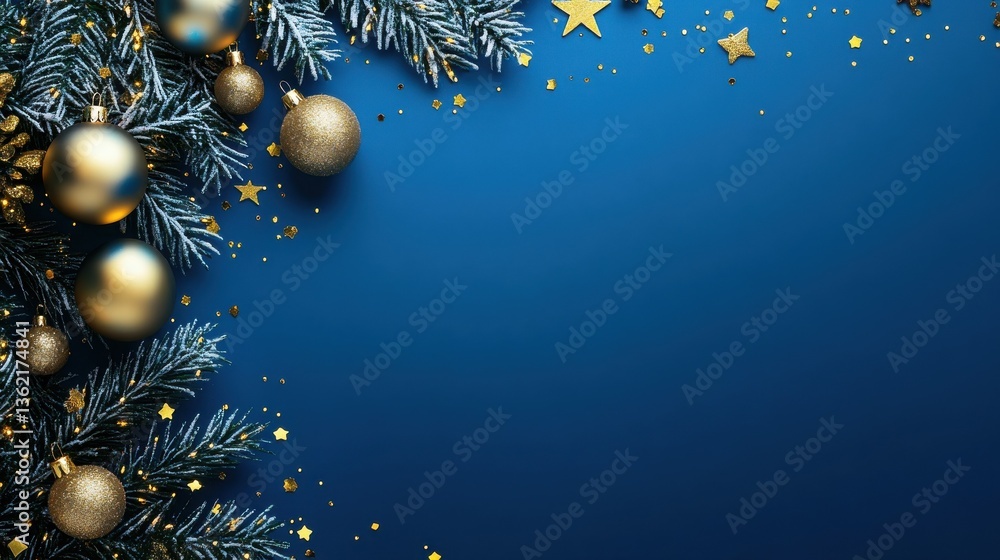 Poster abstract christmas background with falling snowflakes and sparkling stars on blue background with em