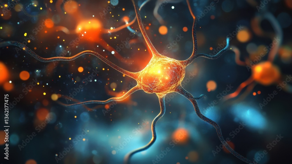 Poster a glowing neural network representation of biotechnology and ai-driven genetic research.