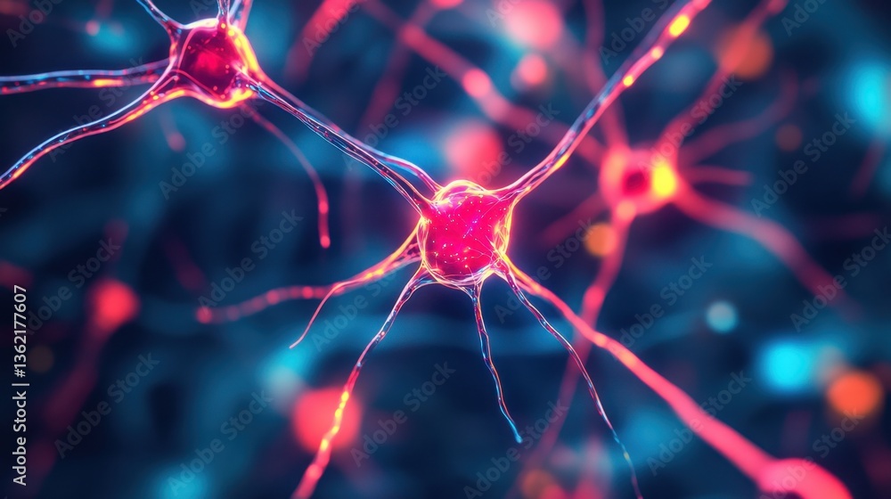 Poster a glowing neural network representation of biotechnology and ai-driven genetic research.