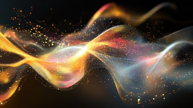 A glowing quantum wave function visualized in a futuristic, digital environment.