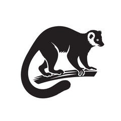 Black Color Lemur Silhouette Vector Illustration, Solid White Background