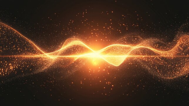 A glowing quantum wave function visualized in a futuristic, digital environment.