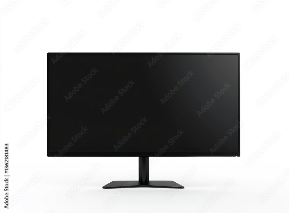 Poster displaying black computer monitor on white background for business or home use
