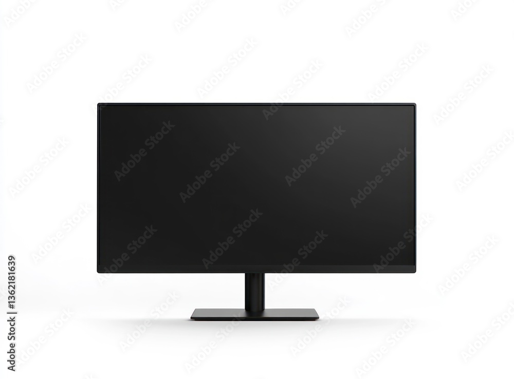 Poster modern black computer monitor display on white background for technology needs