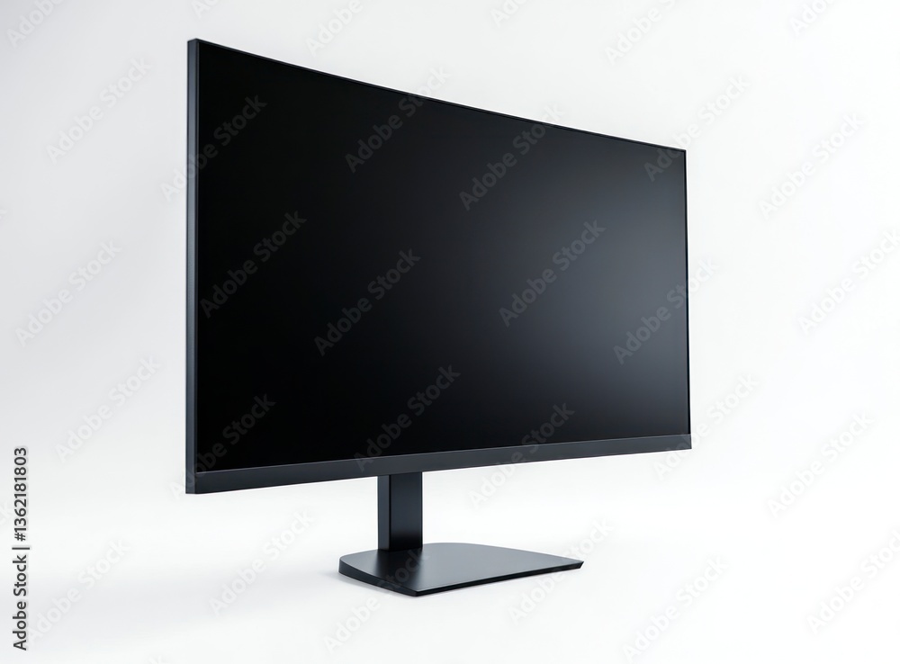 Poster modern black computer monitor display on white background for office use