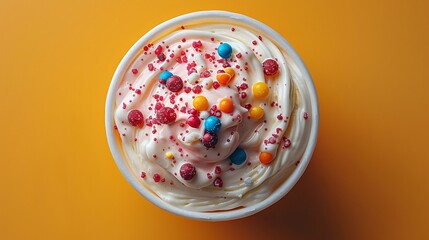 View from above of an open yogurt container top view