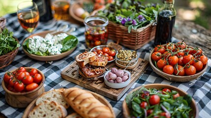 View of different food for summer picnic 