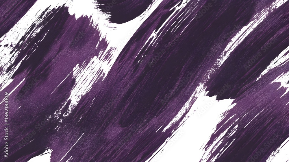 Poster purple paint brushstrokes create dynamic abstract shapes across the canvas