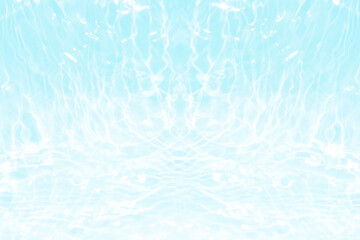 Blue water with ripples on the surface. Defocus blurred transparent blue colored clear calm water surface texture with splashes and bubbles. Water waves with shining pattern texture background.