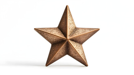 Fototapeta premium Bronze Star Brilliance: A single, expertly crafted bronze star, a symbol of achievement and excellence, commands attention against a contrasting background.