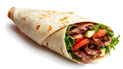 Savory Wrap: A delicious wrap filled with fresh, vibrant ingredients, promising a delightful culinary experience.