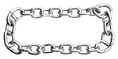 Industrial chain links displayed in lighting isolated on transparent background