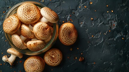 Wild mushrooms with copy space