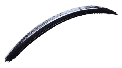 Black Arc Brush Stroke on Isolated Black Background, Paint Smear Texture, Rough Edge