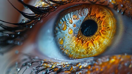 Yellow eye macro with mesmerizing patterns 