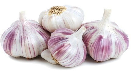 Obraz premium Fresh Purple Stripe Garlic Bulbs Closeup