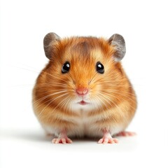 Cute Hamster Portrait with Curious Expression on White Background Studio Shot