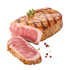 pork juicy grilled steak on transparent background