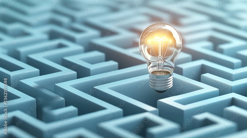 Poster illuminating the way through a challenging maze innovative solutions shine a light on the path forwa