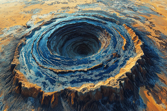 Aerial Perspective of the Richat Structure in Mauritania's Sahara Desert