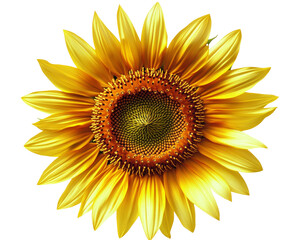 Fototapeta premium Vibrant Golden Sunflower with Detailed Petals and Deep Green Disc