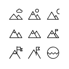 Mountain Outline Icons Vector