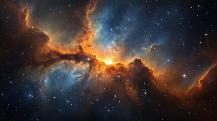 Fototapeta premium A breathtaking cosmic nebula of vibrant colors and distant stars