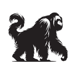 Black Color Orangutan Silhouette Vector Illustration, Solid White Background