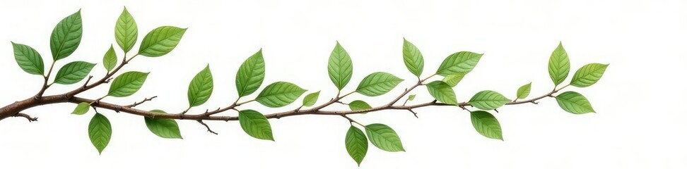 Isolated branches with leaves on white background, botanical art, nature, tree