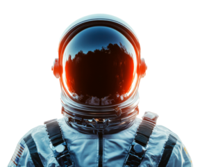Astronaut encounter space digital futuristic exploration isolated on transparent background