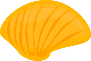 A bright and cheerful cartoon yellow seashell, perfect for marine-themed designs, children's illustrations, underwater projects, posters, stickers,